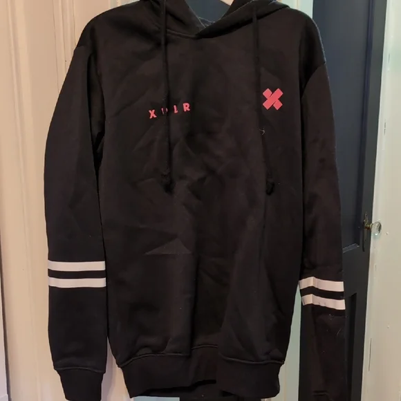 XPLR Black Hoodie with Pink Accents - Picture 1 of 2